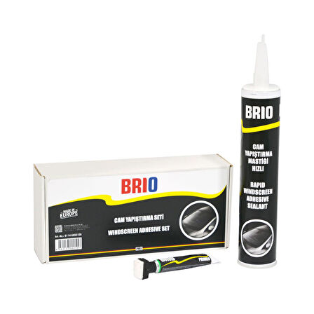 Brio Cam Yapıştırma Mastiği 310 Ml Hızlı + Primer + Primer Fırçası Set