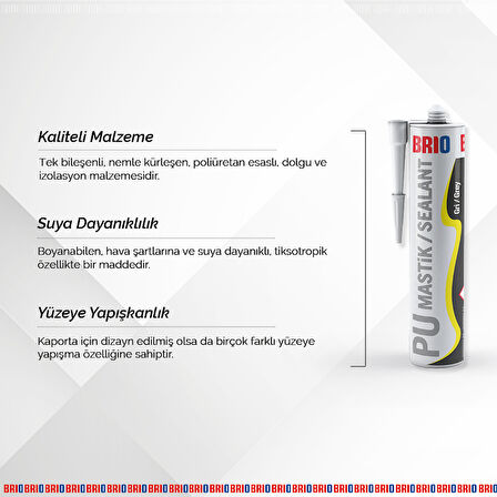 Brio Pu Mastik & Yapıştırıcı 280 Ml 40S Gri