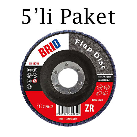 Brio Flap Disk 115Xp40 Zr 5'li Paket