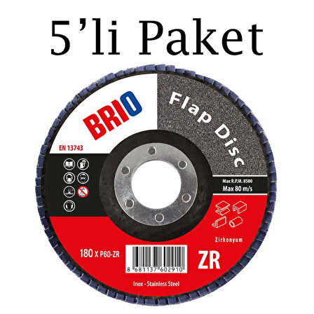 Brio Flap Disk 180Xp60 Zr 5'li Paket