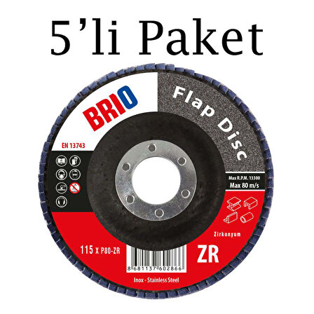 Brio Flap Disk 180Xp80 Zr 5'li Paket