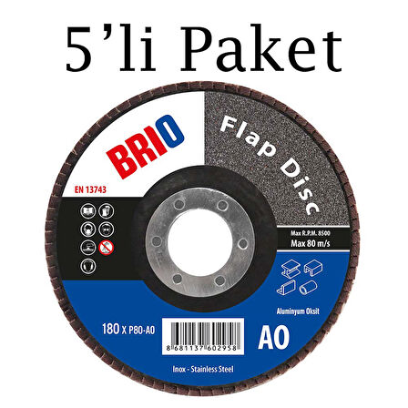 Brio Flap Disk 180Xp80 Ao 5'li Paket