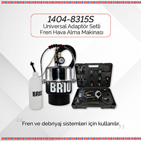 Brio Fren Hava Alma Makinası Universal Adaptör Setli Komple