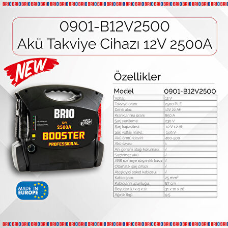 Brio Akü Takviye Cihazı 12V 2500A