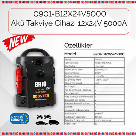 Brio Akü Takviye Cihazı 12X24V 5000A