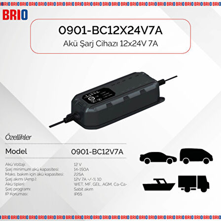 Brio Akü Şarj Cihazı 12X24V 7A