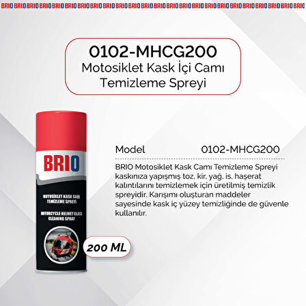 Brio Motosiklet Kask İçi, Kask Camı Temizleme Spreyi 200Ml 2'li Paket