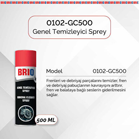 Brio Fren Balata Temizleme ve Genel Temizleyici Sprey 500 Ml 2'li Paket