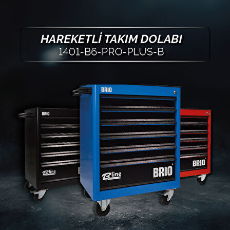 Brio Hareketli Tekerlekli Takım Dolabı Takım Arabası 6 Çekmeceli Kilitli Pro Plus 248 Parça Mavi Dolu