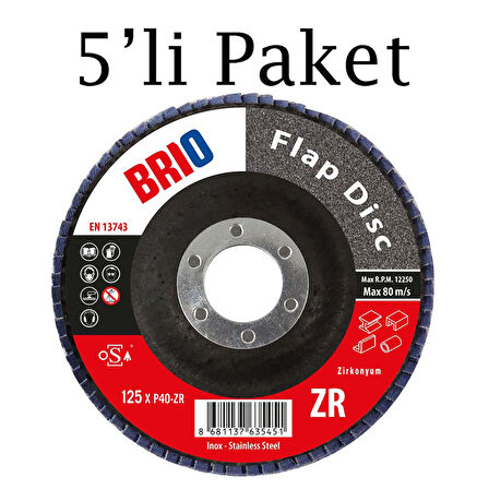 Brio Flap Disk 125XP40 Zr 5'li Paket