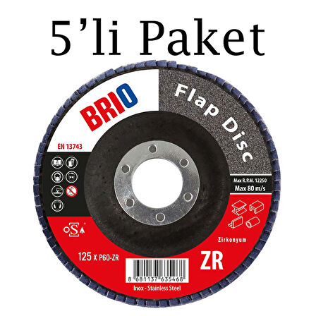 Brio Flap Disk 125XP60 Zr 5'li Paket