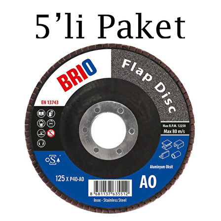 Brio Flap Disk 125XP40 Ao 5'li Paket