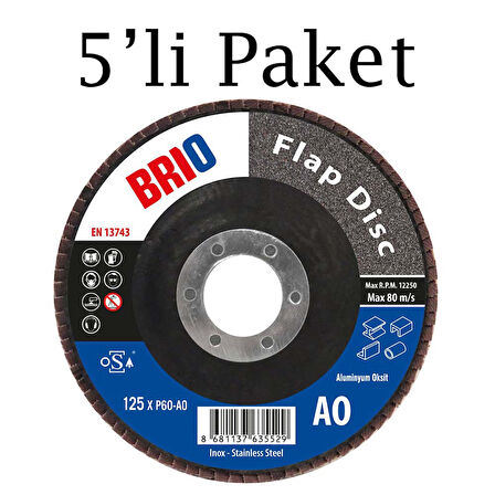 Brio Flap Disk 125XP60 Ao 5'li Paket