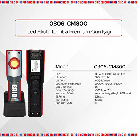 Brio Led Şarjlı Lamba Colour Match Gün Işığı 800L