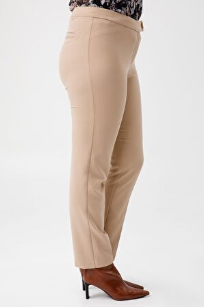 Ekol Kadın Metal Tokalı Dar Paça Pantolon 6055103 Camel