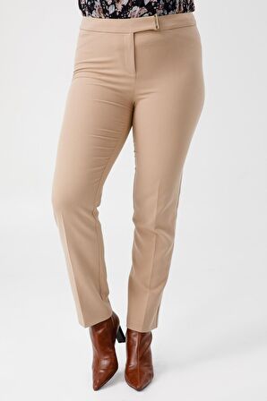 Ekol Kadın Metal Tokalı Dar Paça Pantolon 6055103 Camel