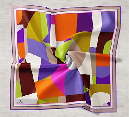 Silk Home Renkli Tivil İpek Eşarp IST11404-22