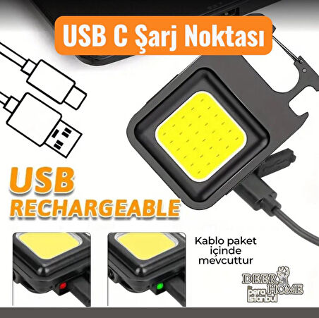 LED Şarj Edilebilir El Feneri Cep Klip 3 Fonksiyonlu Güçlü COB Açık Kamp Küçük Işık