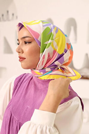 Silk Home Sarı Yaprak Desen Tivil İpek Eşarp IST11406-36