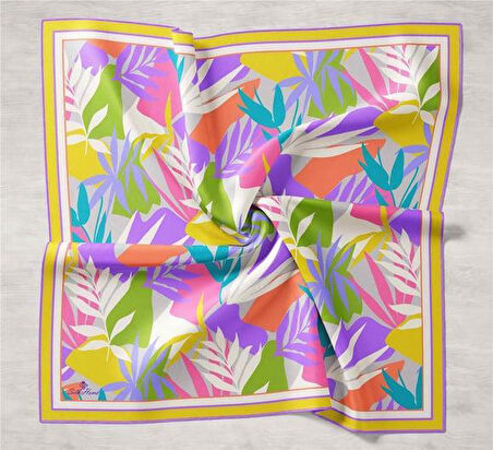 Silk Home Sarı Yaprak Desen Tivil İpek Eşarp IST11406-36