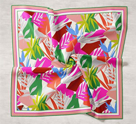 Silk Home Koyu Yeşil Yaprak Desen Tivil İpek Eşarp IST11406-47