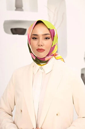 Silk Home Mor-Pudra Çiçek Desen Tivil İpek Eşarp IST11408-36