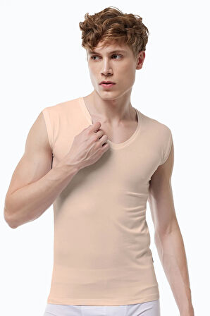 Görünmez Atlet Erkek Ten Rengi 2 Li Paket V Yaka Iz Yapmayan Modal Kolsuz Atlet 064