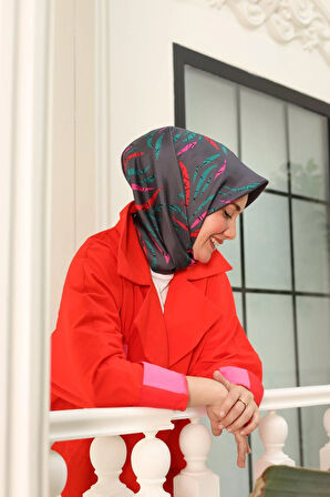 Silk Home Kırmızı Pembe Desenli Tivil İpek Eşarp IST11432-78