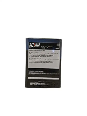 Selenia Multipower Gas 5W 40 Motor Yağı Lpg'li Araçlara Özel