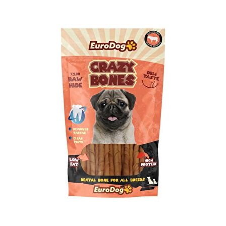 Euro Dog Crazy Bone Natural Burgu Çubuk Köpek Kemik Ödül Maması 20 Adet 12 Cm