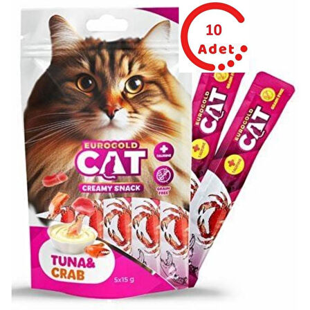 EuroGold Sıvı Kedi Ödülü Ton - Yengeç 5x15Gr x 10 Adet