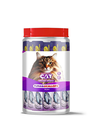 EuroGold Cat Creamy Ton - Deniz Tarağı Sıvı Kedi Ödül Maması  30x15Gr