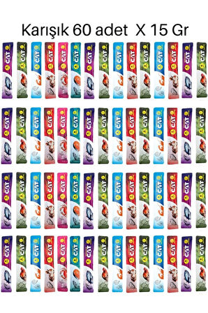 EuroGold Cat Karışık Sıvı Kedi Ödülü Creamy 60 adet x 15 gr