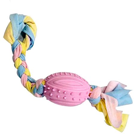 EuroDog Puppy Toys Diş İpli Kauçuk Rugby Topu Yavru Köpek Oyuncağı Pembe 35 cm