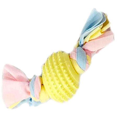 EuroDog Puppy Toys Tırtıklı Top Diş Kaşıma Yavru Köpek Oyuncağı Sarı 17 Cm