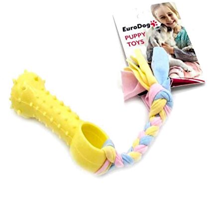 EuroDog Puppy Toys Ufak Kemik Diş Kaşıma Köpek Oyuncağı Sarı 19 Cm