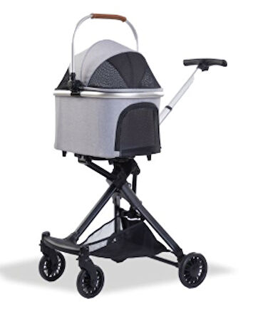 EuroDog Katlanabilir Köpek Arabası Gri 83x48,5x110 Cm