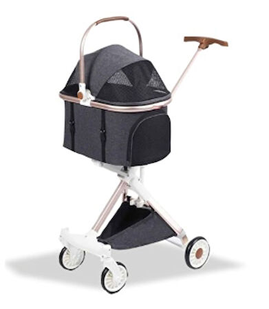 EuroDog Katlanabilir Köpek Arabası Koyu Gri 83x48,5x110 Cm