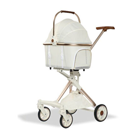 EuroDog Katlanabilir Köpek Arabası Beyaz 80,5x48,5x112 Cm