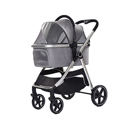 EuroDog Katlanabilir Köpek Arabası Gri 78x58x106 cm