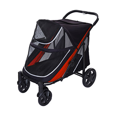 EuroDog Katlanabilir Köpek Arabası Siyah Kırmızı 112x65x100 Cm