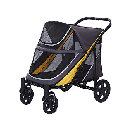 EuroDog Katlanabilir Köpek Arabası Gri Sarı 112x65x100 Cm