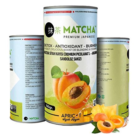 Matcha Premium Japanese L-Karnitin Siyah Kayısılı Matcha Çayı 20 x 8GR