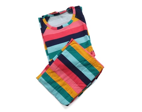 3nbe Çizgili Uzun Kollu Kadın Pijama Takımı Pamuklu Çok Renkli S/M Beden