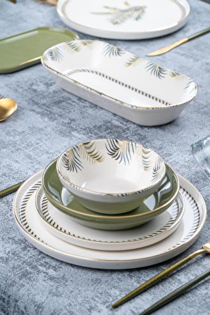 Acar Azule 27 Parça 6 Kişilik Modern Yuvarlak Stoneware Yemek Takımı 