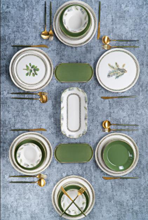 Acar Azule 27 Parça 6 Kişilik Modern Yuvarlak Stoneware Yemek Takımı 
