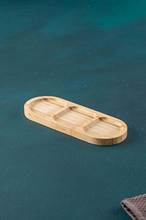 Acar Bambu 3 Bölmeli Sunum Tabak - 25 cm