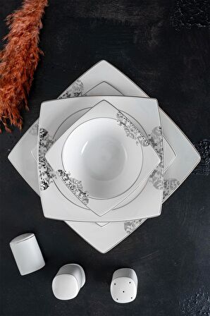 Acar Elena Silver 60 Parça 12 Kişilik Yemek Takımı
