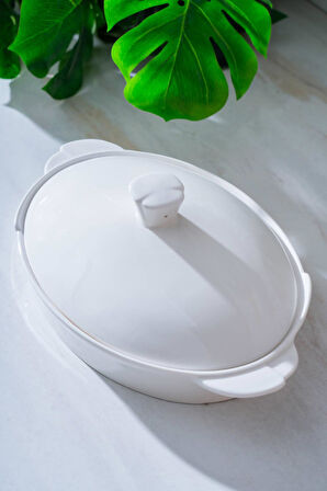 Pure Carmen Oval Kapaklı Sunum Tabak - 33 cm