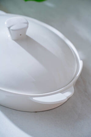 Pure Carmen Oval Kapaklı Sunum Tabak - 33 cm